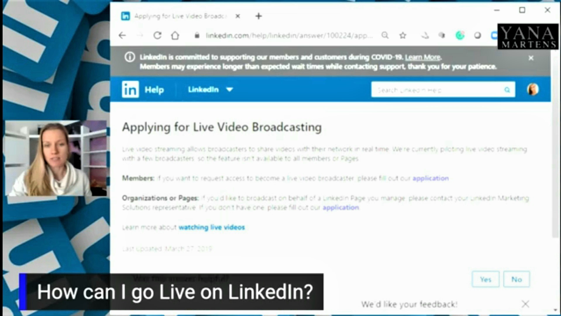 applying for linkedin live